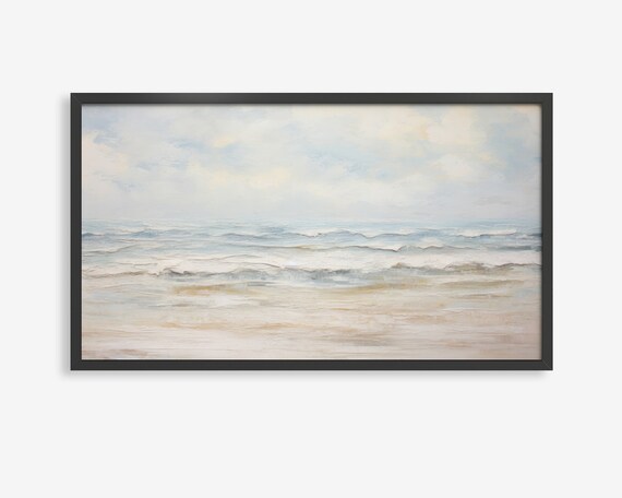 Soft Ocean Waves Minimalist Beach Seascape Frame TV Art Poster