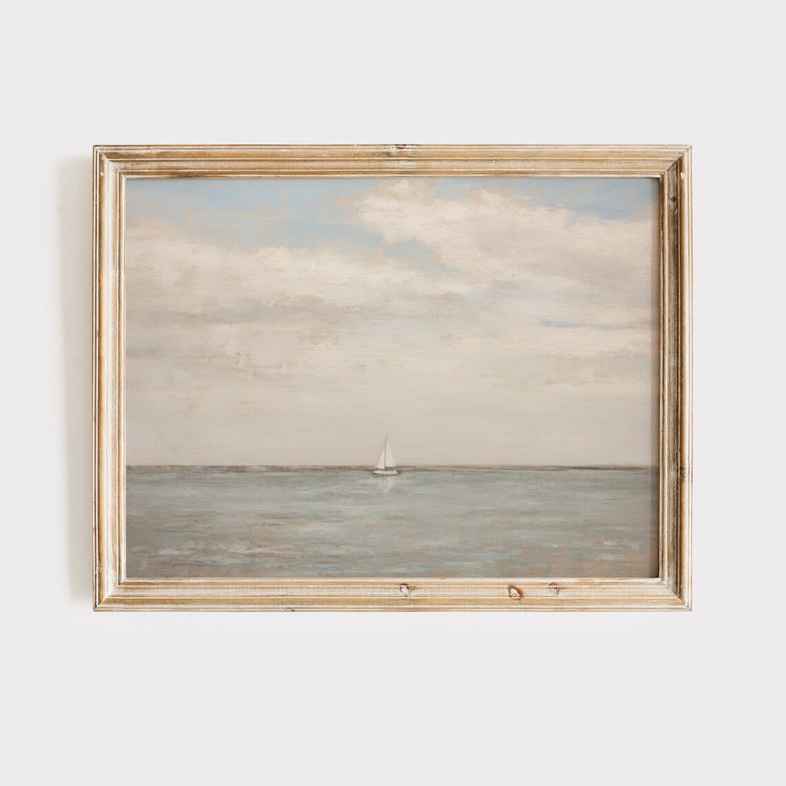 Minimalist Seascape Sailboat Horizon Vintage Ocean Oil Painting Poster