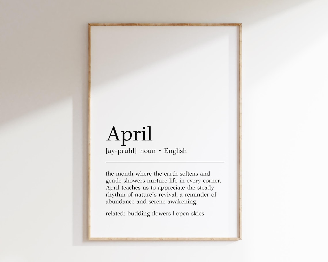 April Definition Minimalist Art Print, Spring Decor