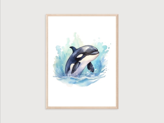 Baby Orca Print Nursery Poster Watercolor Orca Print Nursery Poster Nursery Wall Art Baby Orca Poster