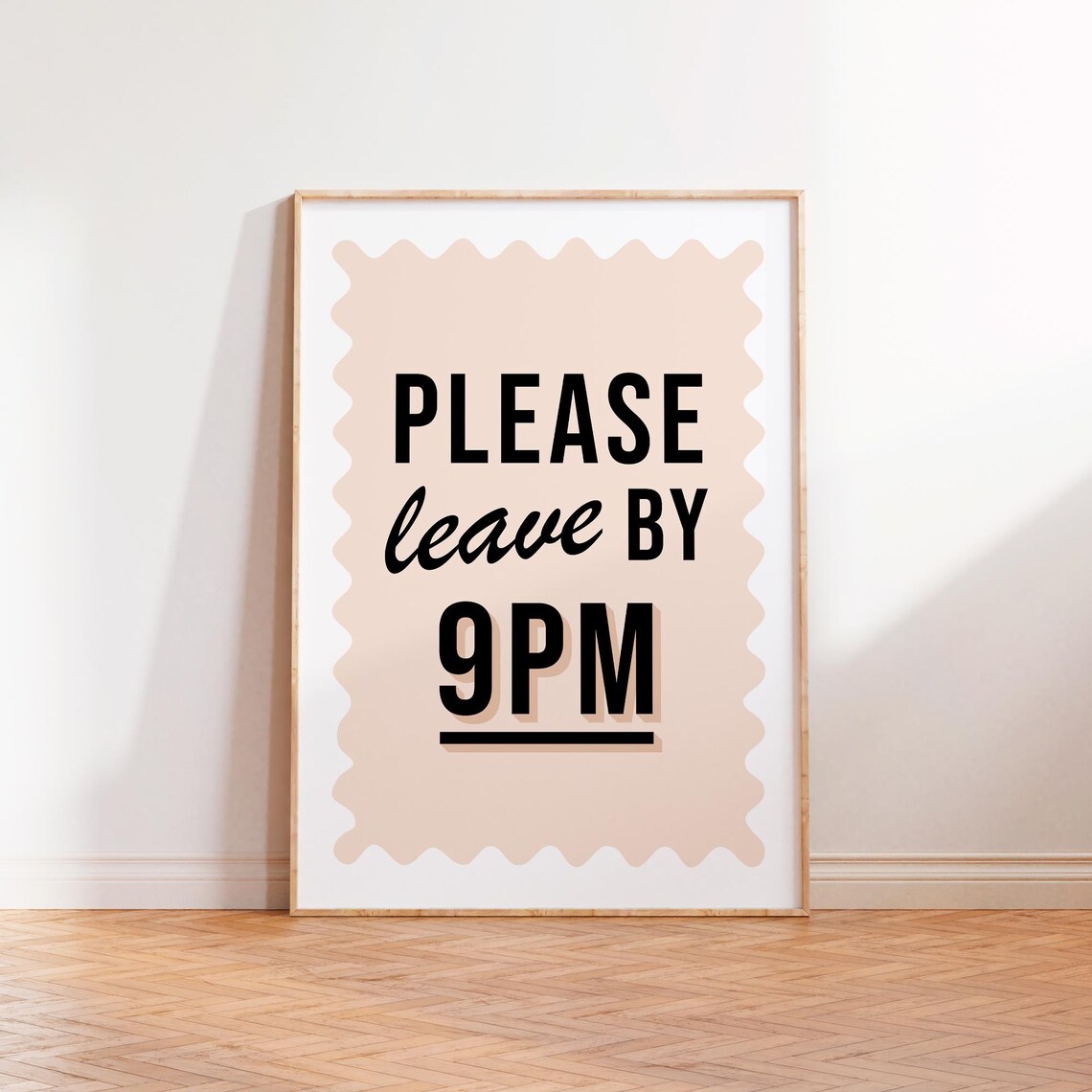Please Leave By 9pm Print Entryway Wall Art Colourful Quote Print Unframed A5 A4 A3 A2 A1 Print Neutral Typography Print Hallway Prints - Image 2