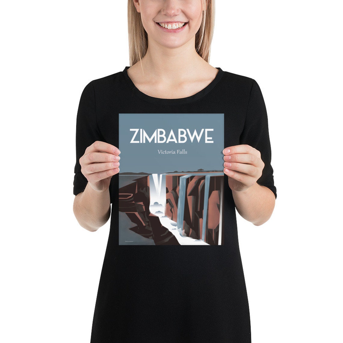 Zimbabwe Victoria Falls Waterfall Gorge Minimalist Travel Poster - Image 2