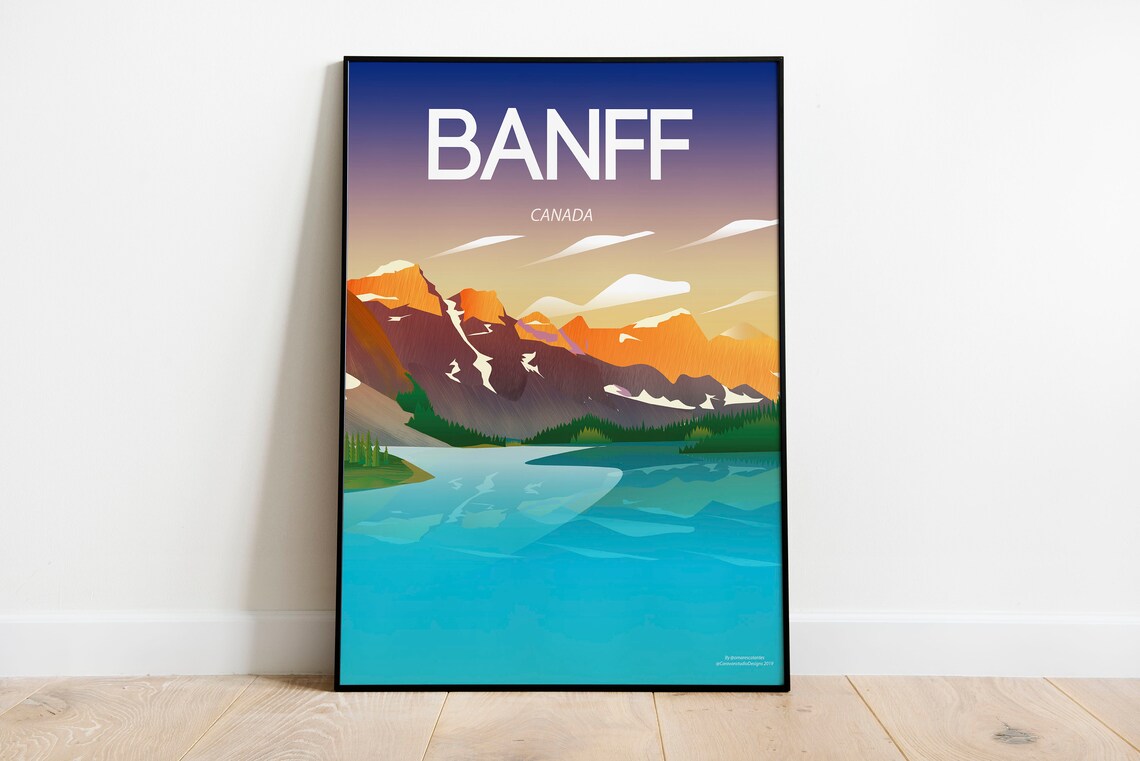 Banff National Park Canadian Rockies Alpine Lake Vintage Poster