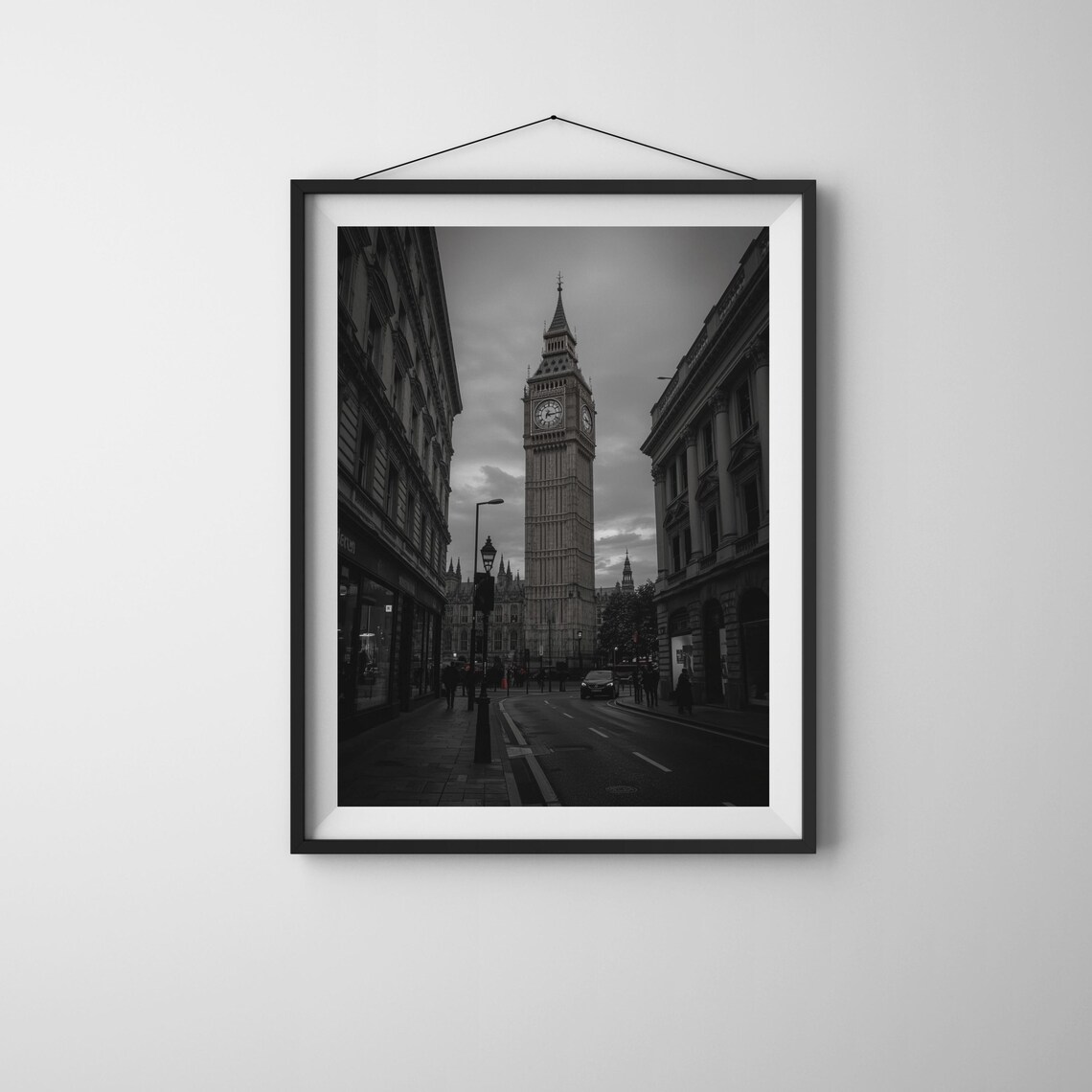 Big Ben Westminster London Street Black White Iconic Clock Poster