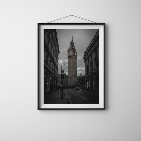 Big Ben Print London Black And White Photography Vintage Cityscape