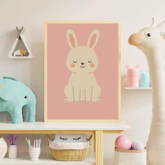 Bunny Nursery Art Pastel Animal Poster