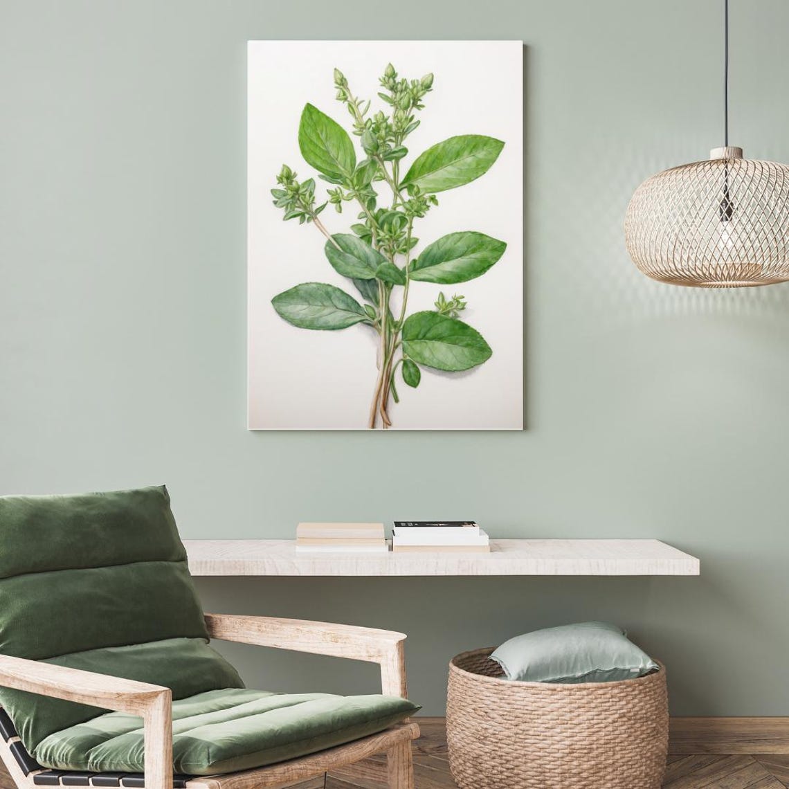 Oregano Herb Wall Art Watercolor Botanical Print Kitchen Greenery Decor Png File