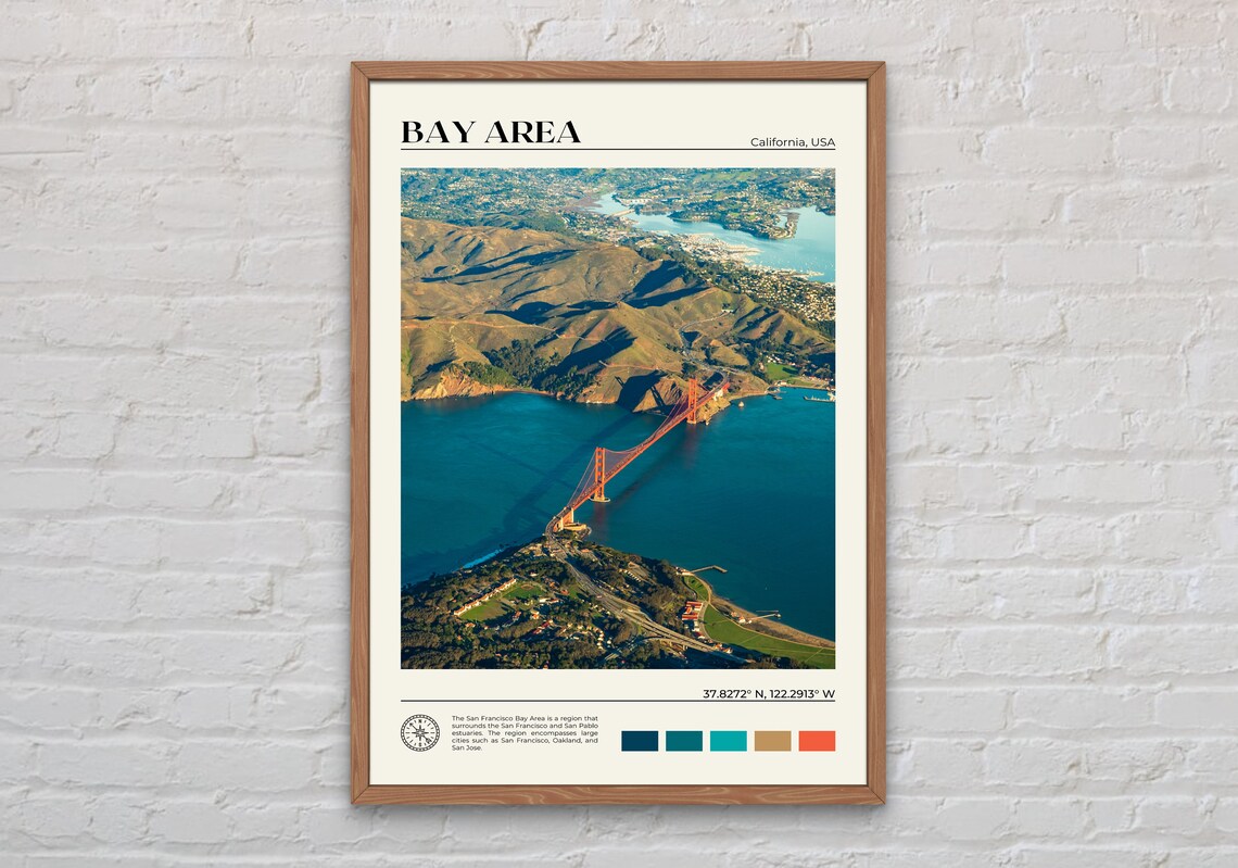 San Francisco Bay Area Travel Poster, Real Photo