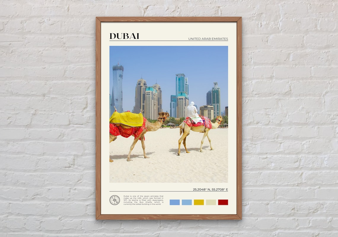 Dubai Travel Poster, United Arab Emirates Photo Print