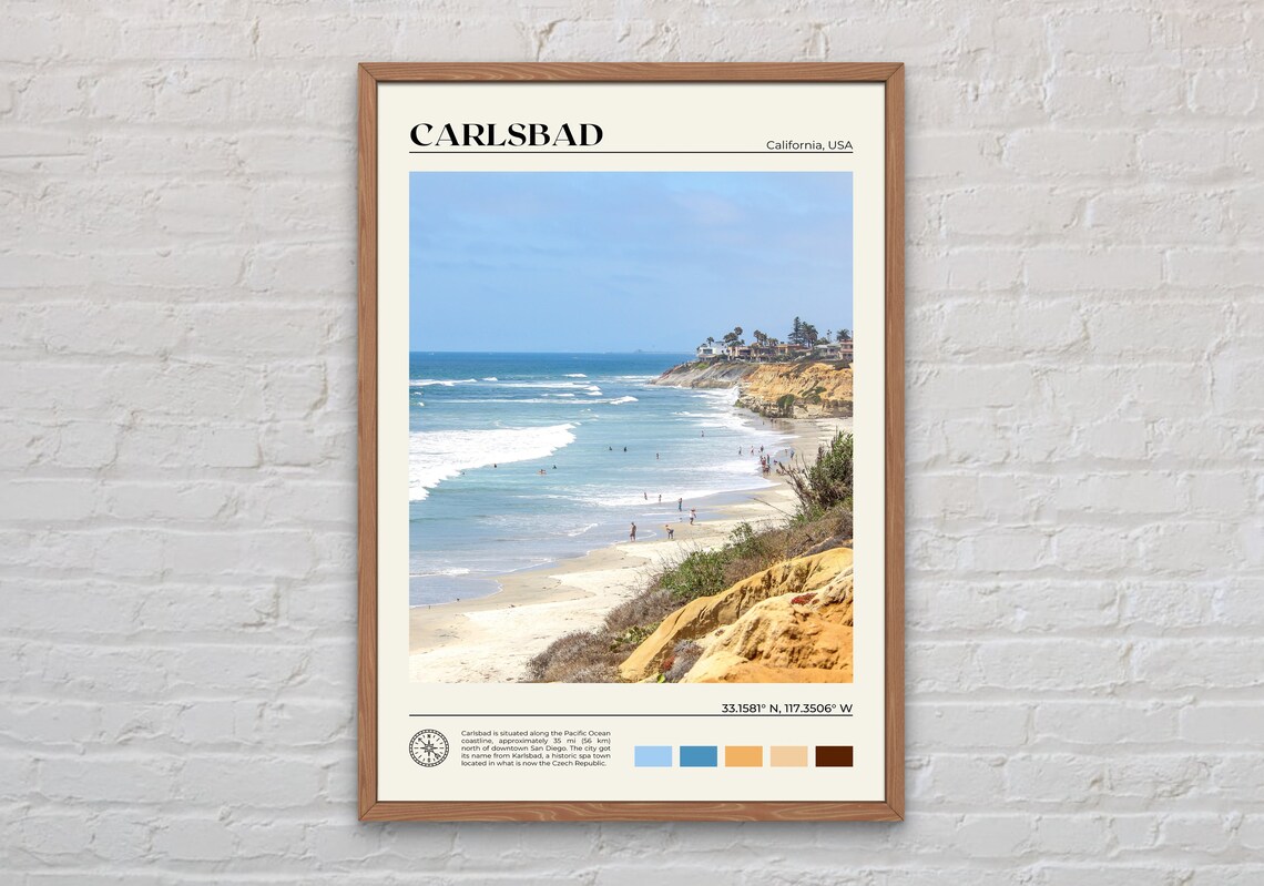 Carlsbad California Travel Poster, Real Photo Print