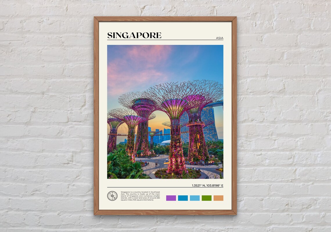Singapore Travel Poster, Real Photo Wall Art
