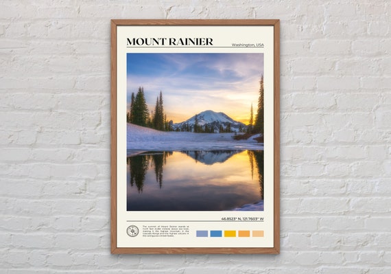 Mount Rainier Photo Travel Poster, USA Wall Art