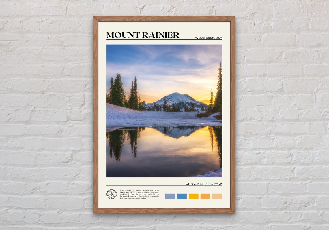 Mount Rainier Photo Travel Poster, USA Wall Art