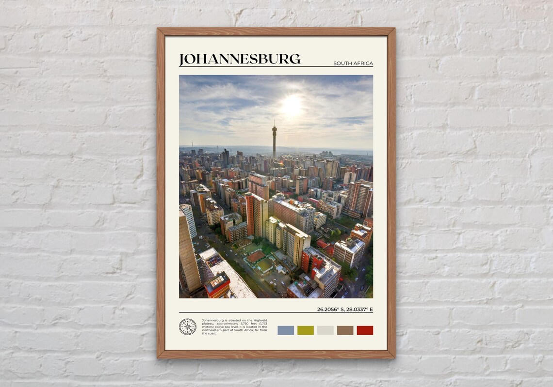 Johannesburg South Africa Aerial Skyline Hillbrow Travel Poster