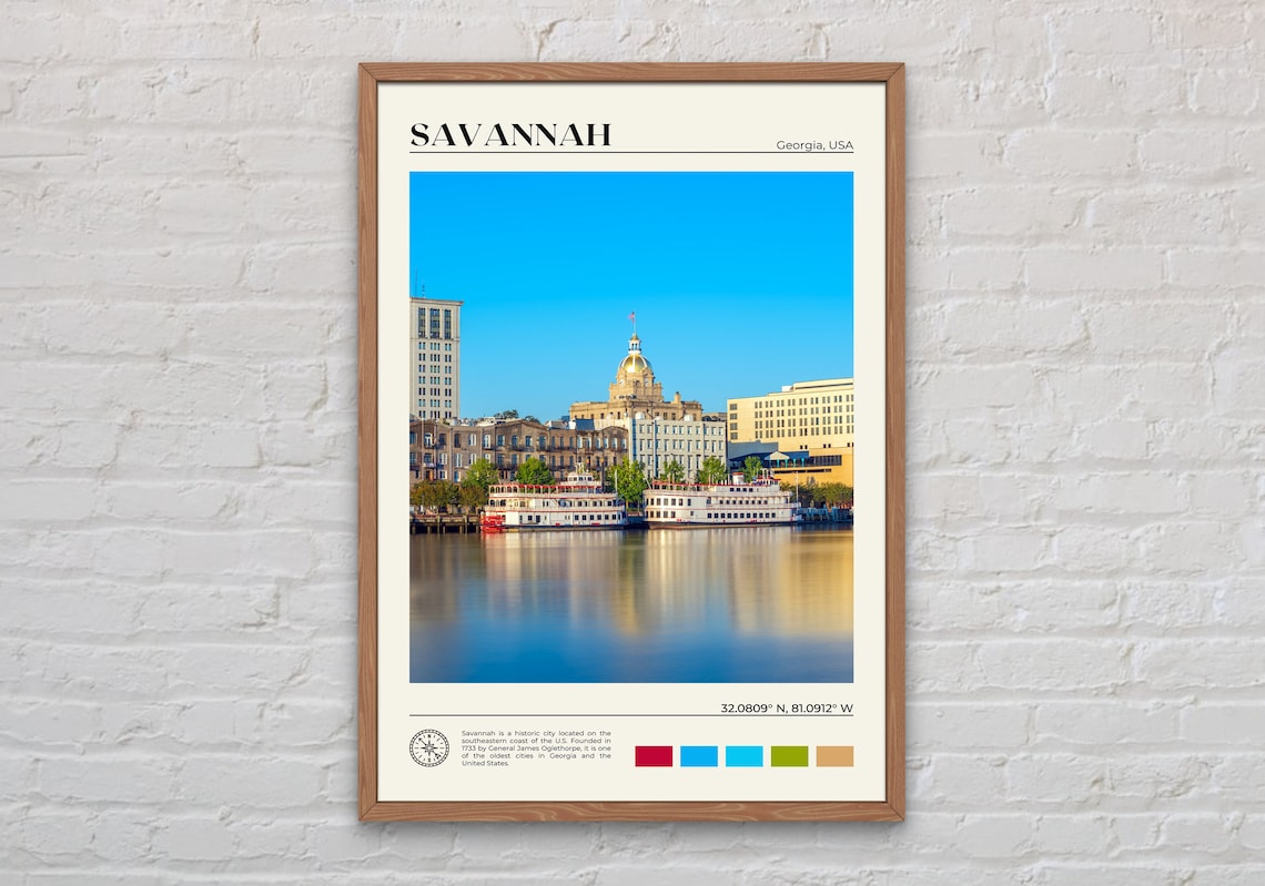 Savannah Real Photo Travel Poster, Georgia Decor