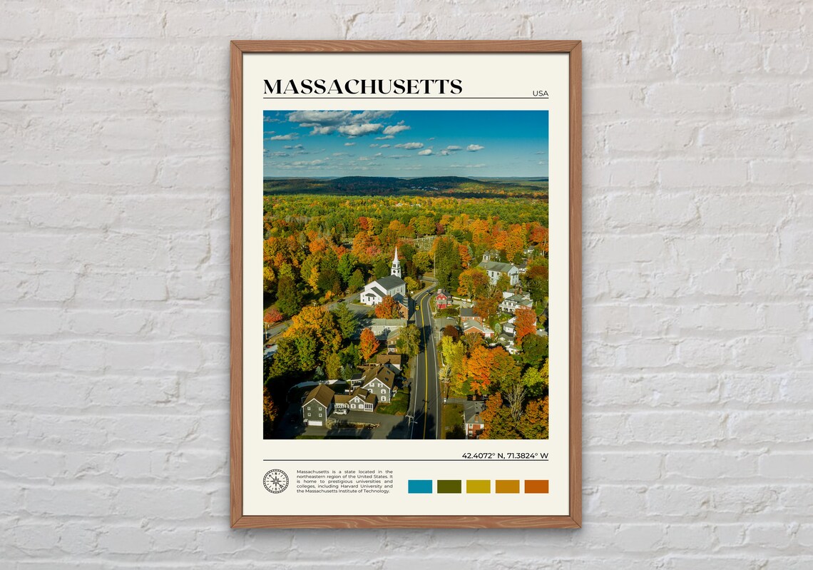 Massachusetts Real Photo Travel Poster, Wall Decor