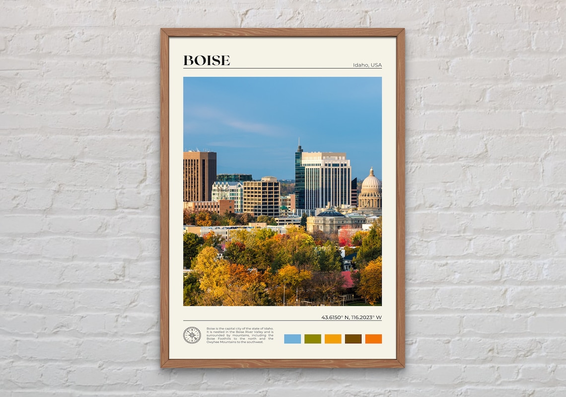 Boise Travel Poster, Idaho Wall Art Print