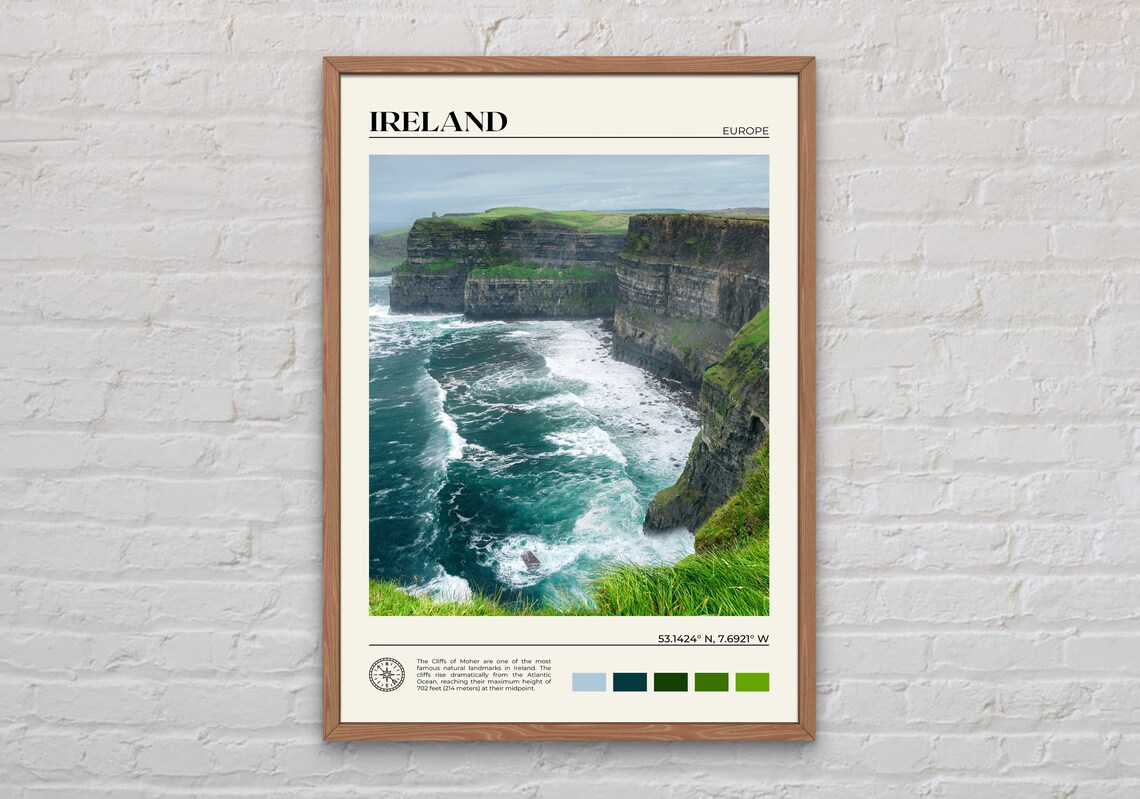 Ireland Real Photo Travel Poster, Europe Wall Art