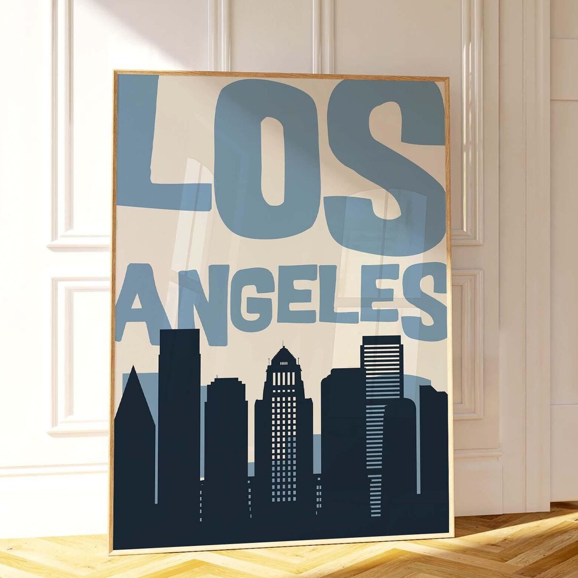 Los Angeles Vintage Skyline Retro California City Travel Poster