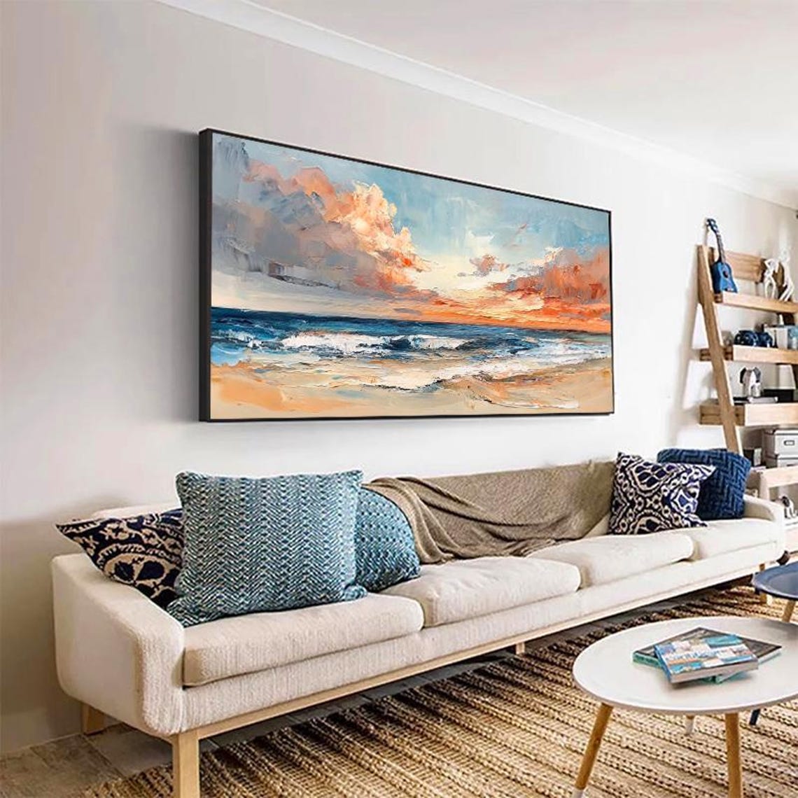 Warm Golden Sunset Over Rolling Ocean Waves on the Beach Poster - Image 4