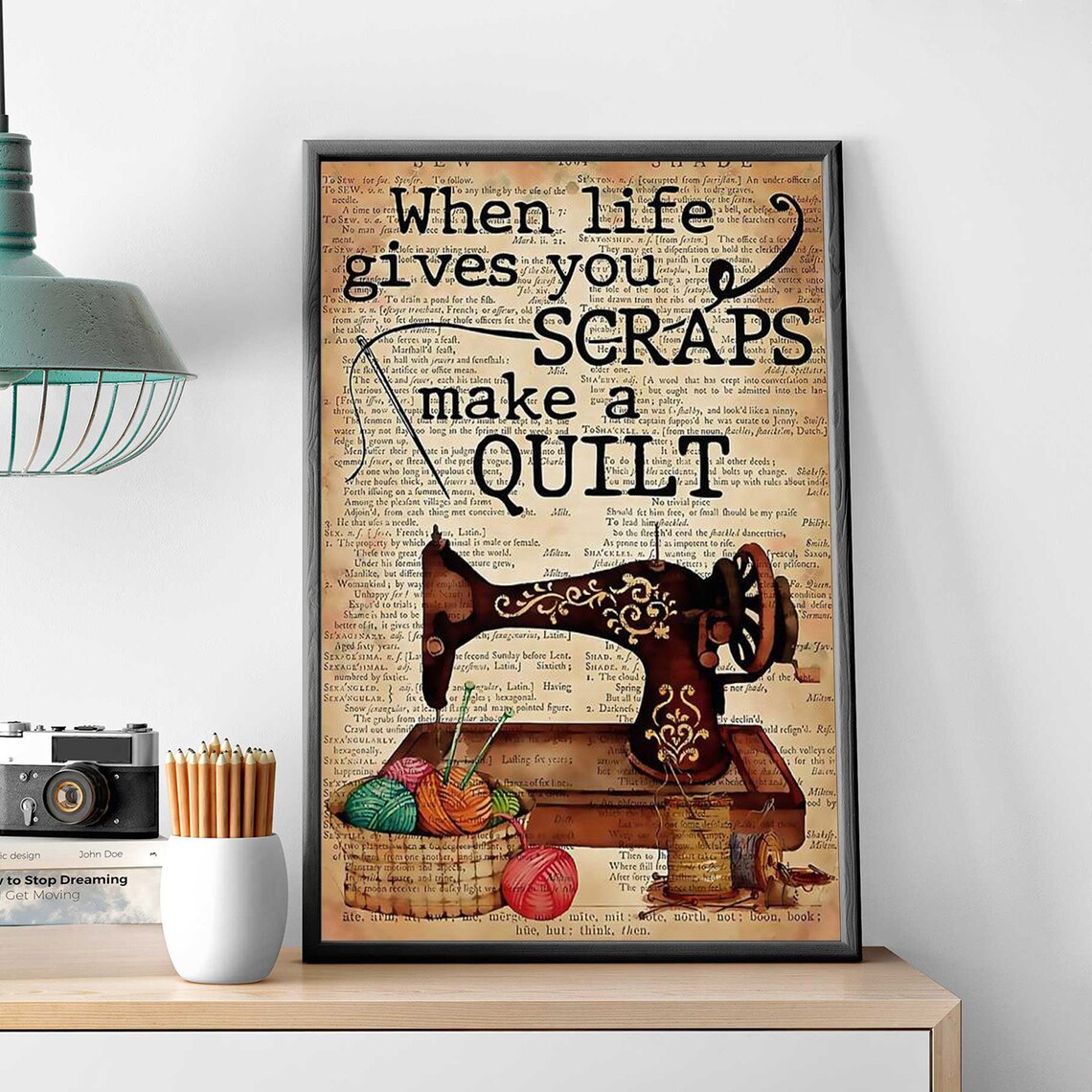 When Life Gives You Scraps Make A Quilt Vintage Sewing Quote Poster - Image 2