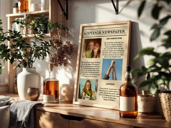 Custom Best Friend Newspaper Gift Personalized Photo Message Print For Birthday Friendship Or Farewell Keepsake