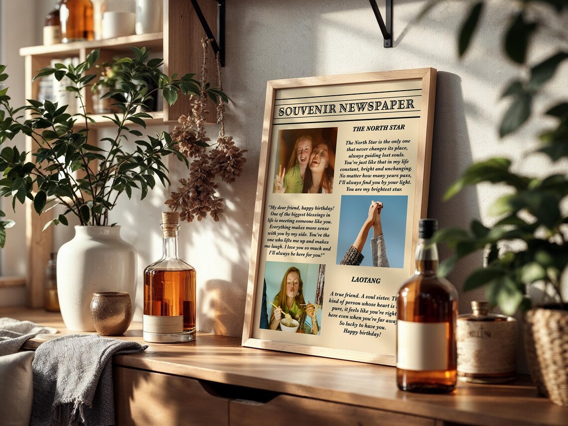 Personalized Best Friend Souvenir Newspaper Photo Gift Poster