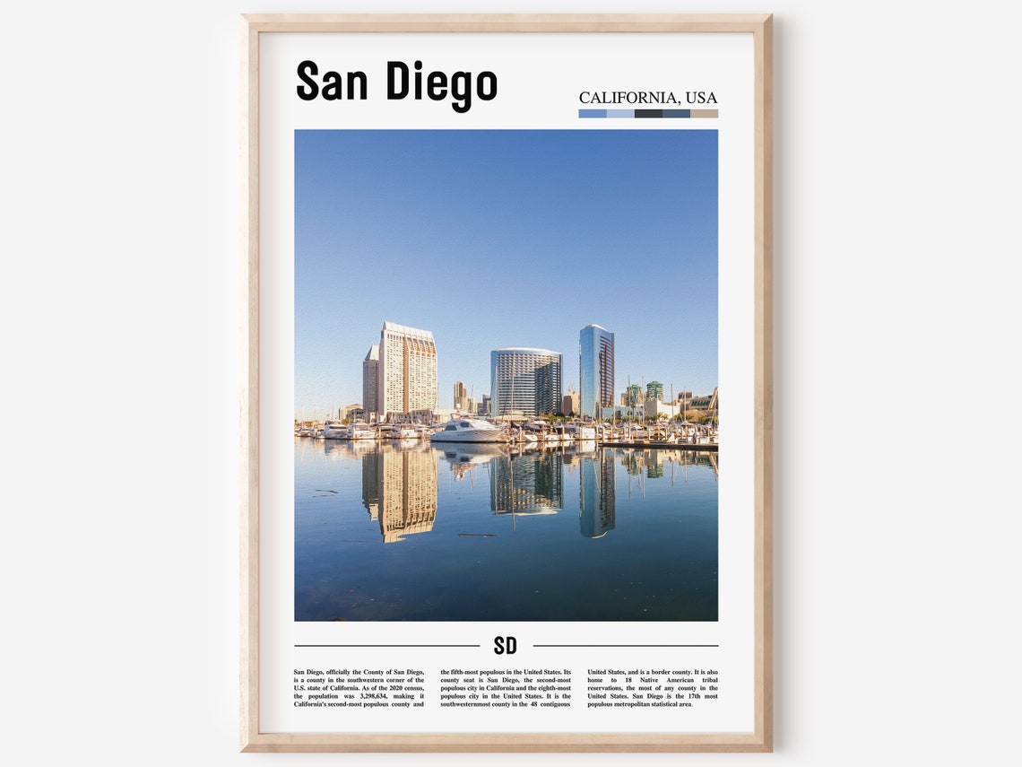 San Diego Print San Diego Poster San Diego Wall Art Oil Painting Poster Colorful City Print City Artwork Travel Artwork Travel Wall Art