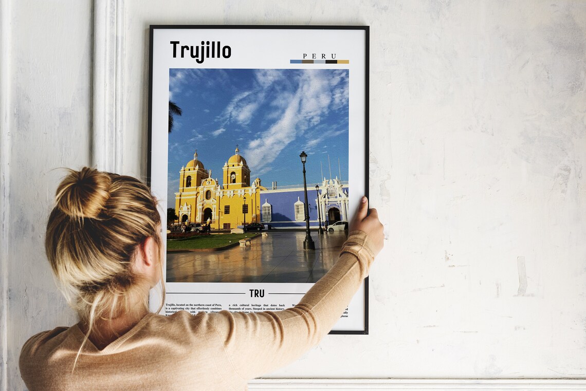 Trujillo Peru Colonial Church Blue Sky Historic City Travel Poster - Image 2