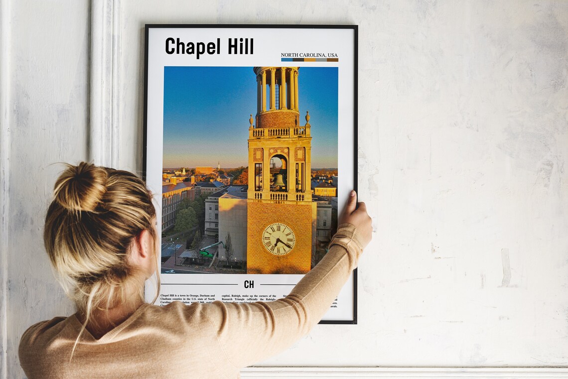 Chapel Hill North Carolina USA Bell Tower Sunset Travel Poster - Image 2