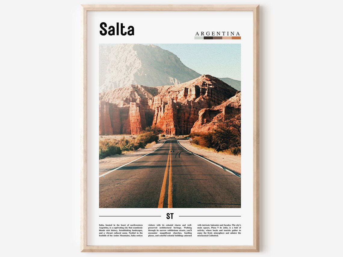Salta Argentina Desert Road Red Rock Mountains Photography Poster