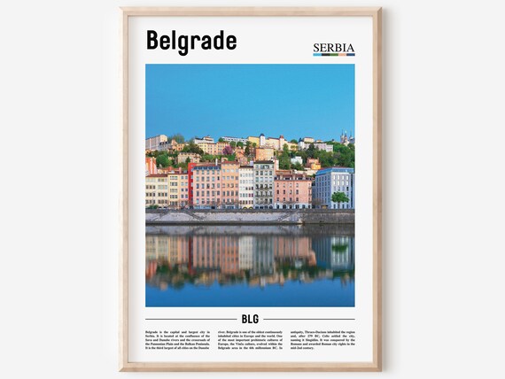 Belgrade Serbia Riverside Old Town Reflection City Photo Travel Poster