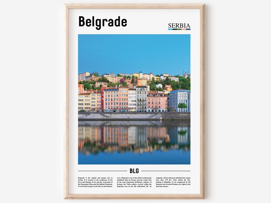 Belgrade Serbia Riverside Old Town Reflection City Photo Travel Poster