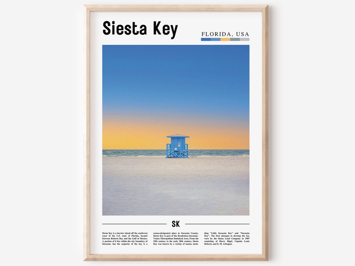 Siesta Key Print Siesta Key Poster Siesta Key Wall Art Oil Painting Poster Colorful City Print City Artwork Travel Artwork Travel Art