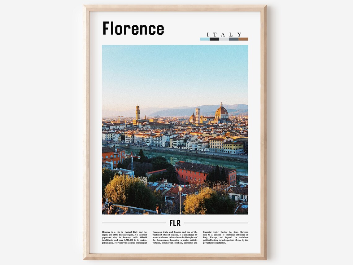 Florence Italy Duomo Cathedral Skyline Sunset Cityscape Travel Poster
