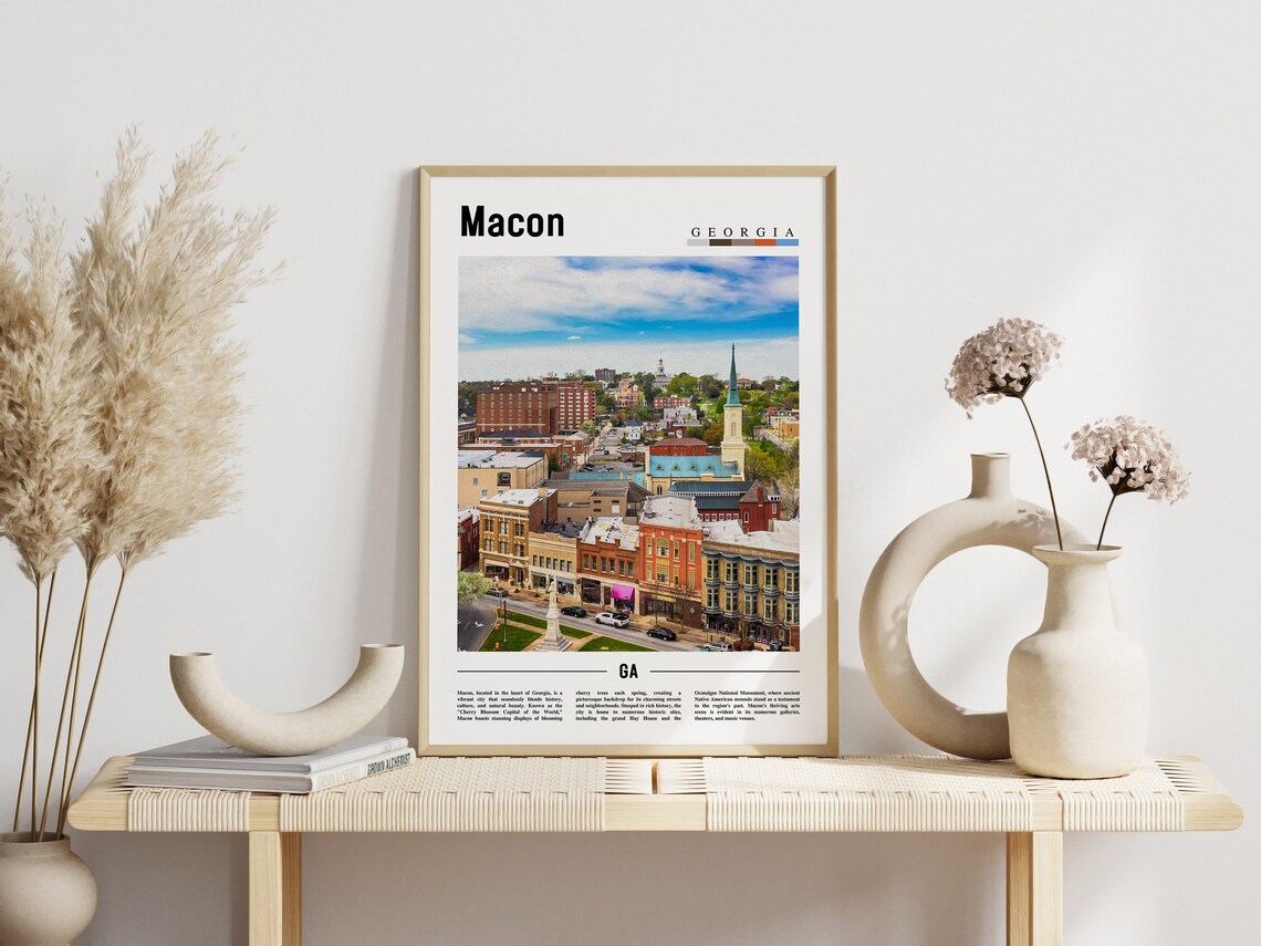 Macon Georgia Downtown Skyline Aerial City Photography Travel Poster - Image 3