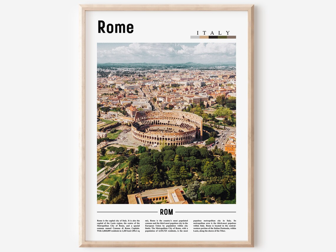 Rome Italy Colosseum Aerial View Ancient City Photo Travel Poster