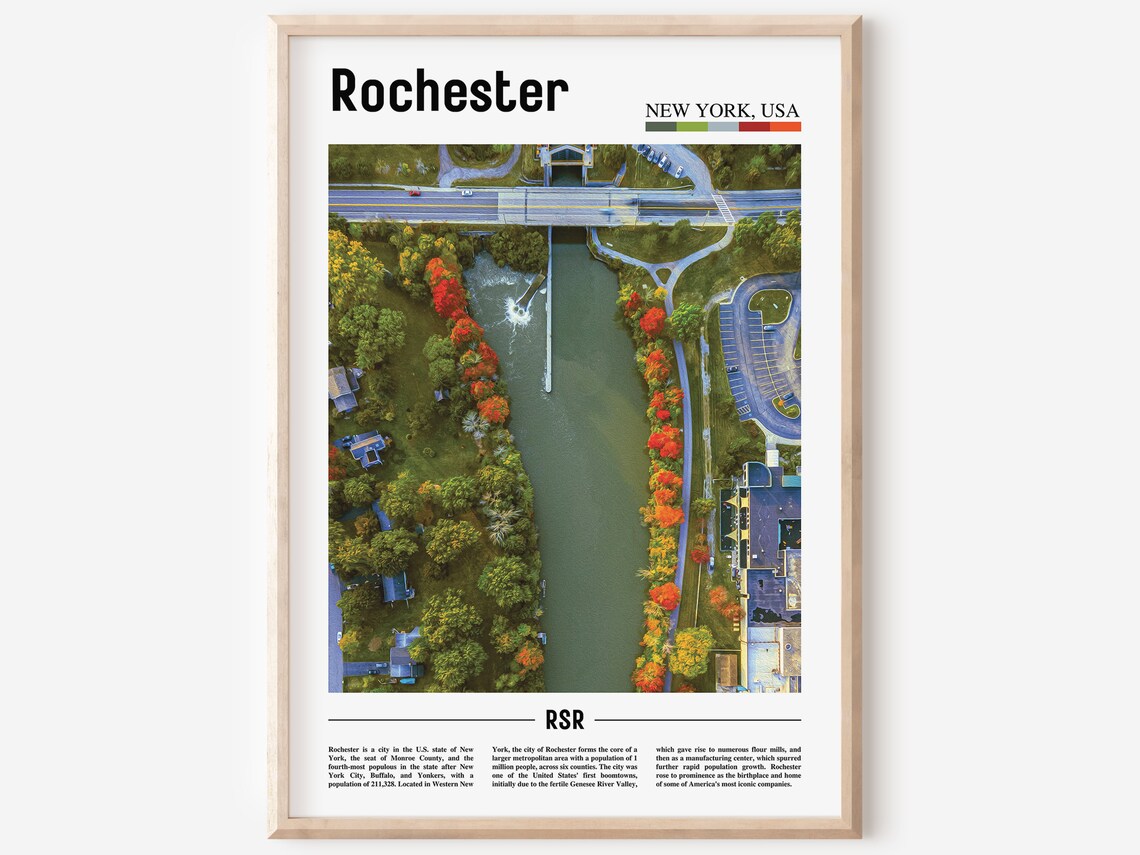 Rochester New York Aerial River Fall Foliage Scenic Photo Poster