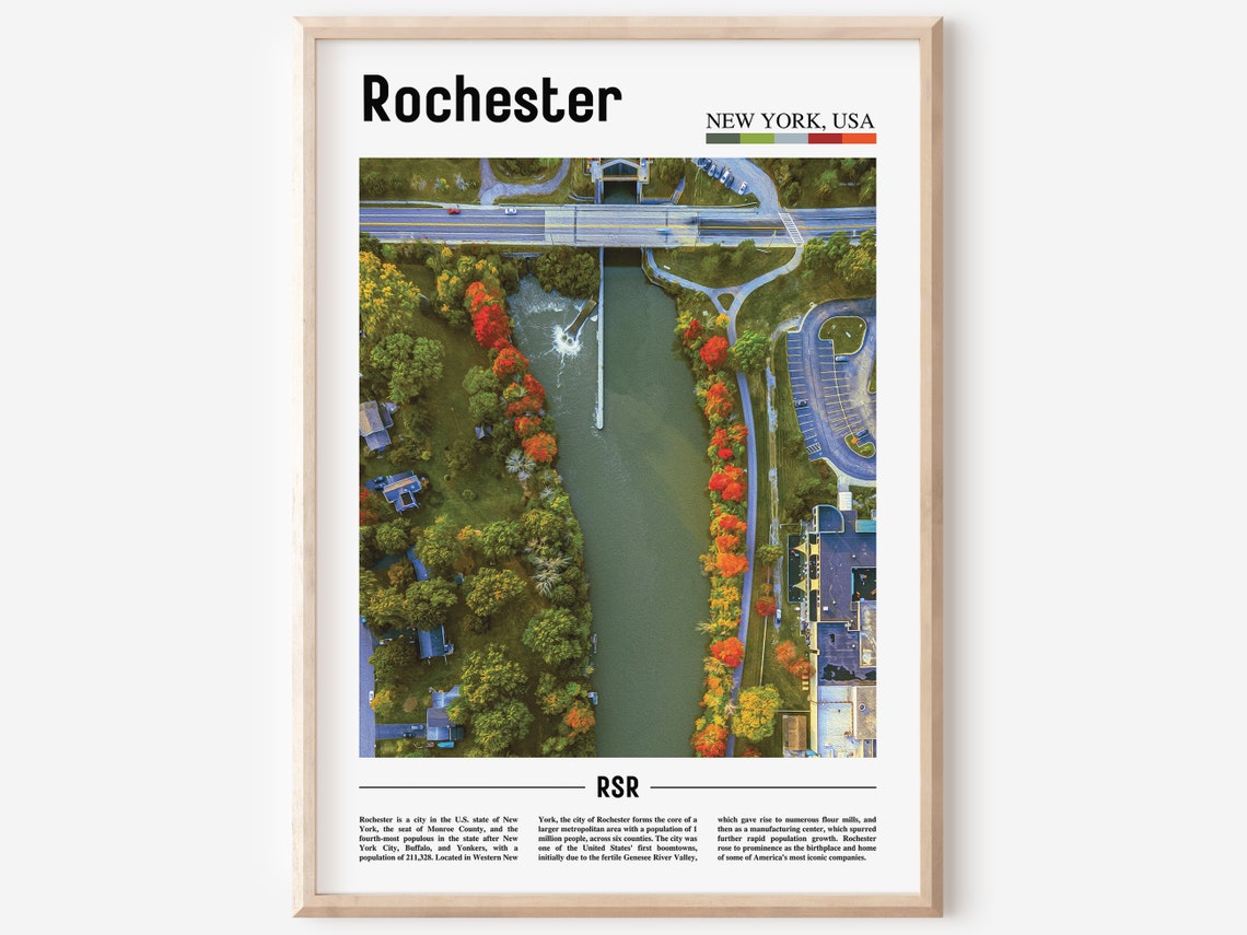 Rochester Print Rochester Poster Rochester Wall Art Oil Painting Poster Colorful City Print City Artwork Travel Artwork Travel Wall Art