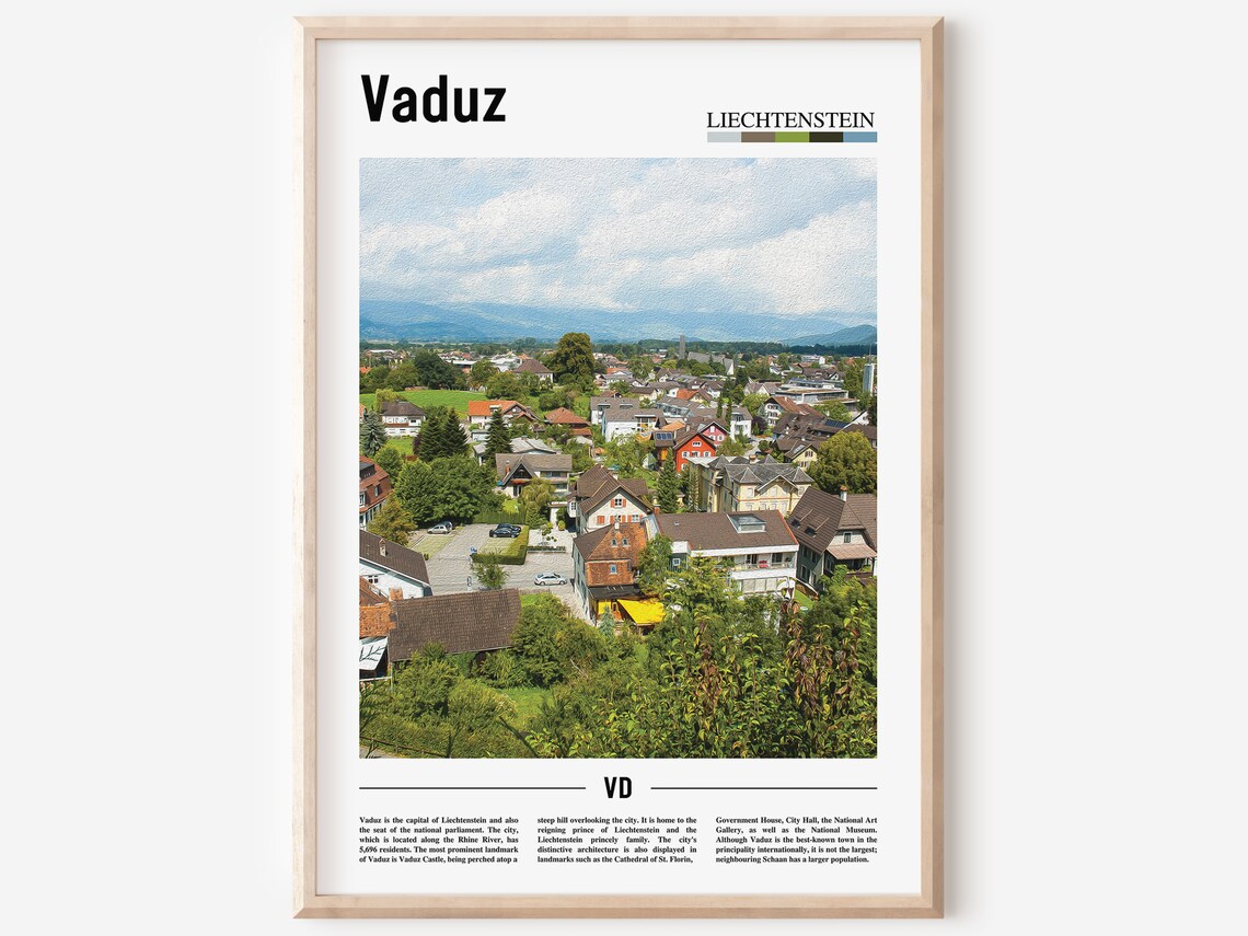 Vaduz Liechtenstein Charming Town Valley Panorama Photo Poster