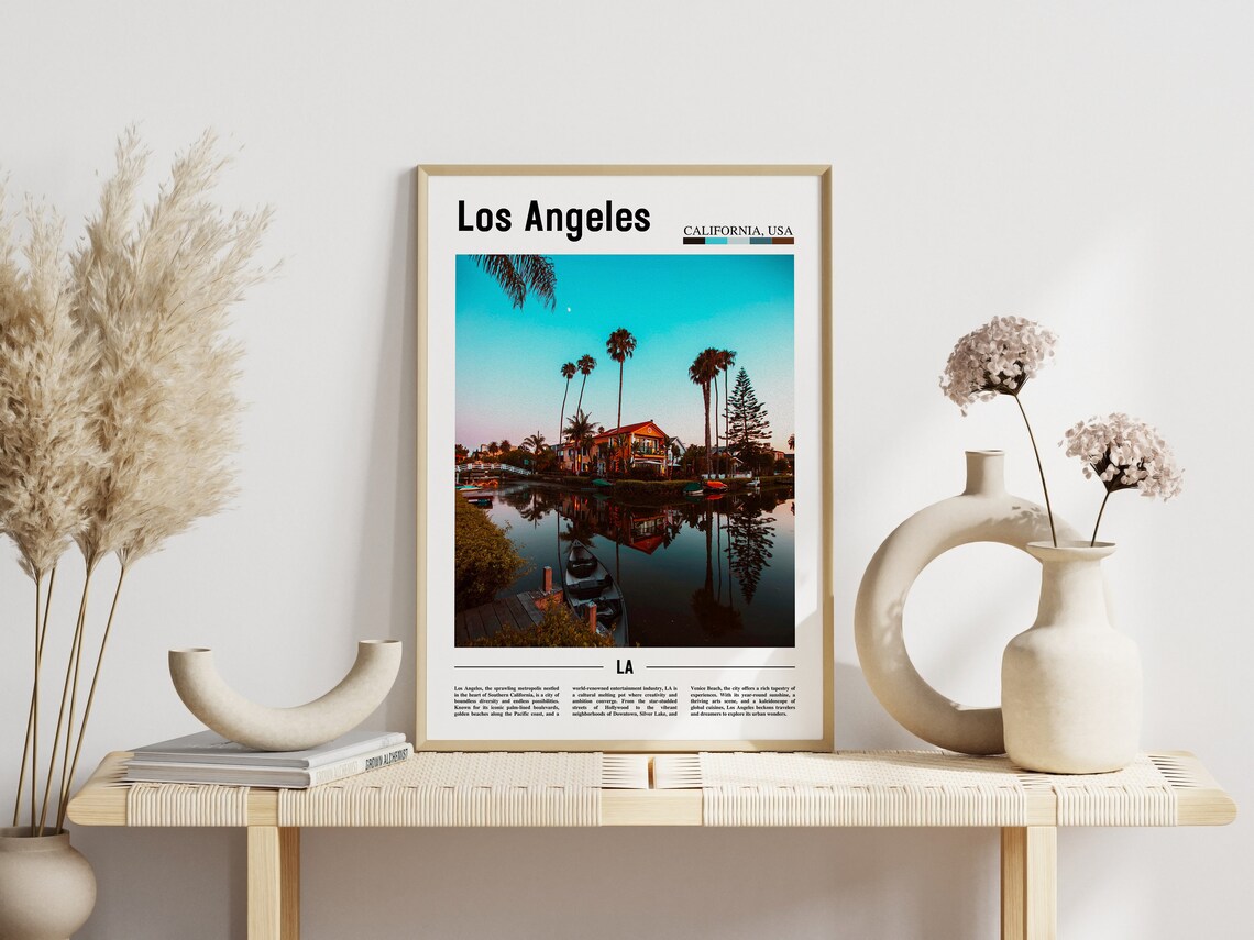 Los Angeles Venice Canals Palm Trees California USA Travel Poster - Image 3