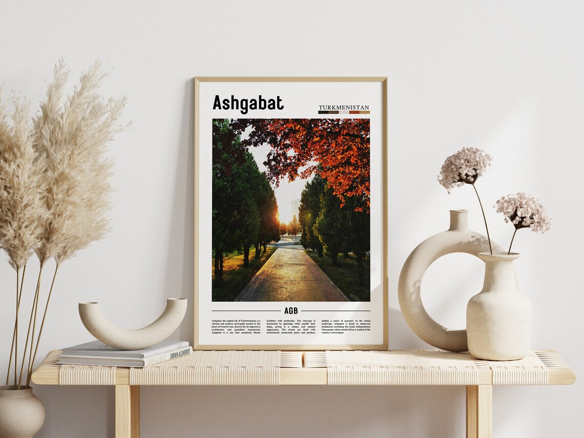 Ashgabat Turkmenistan Sunset Park Alley City Photo Travel Poster - Image 3