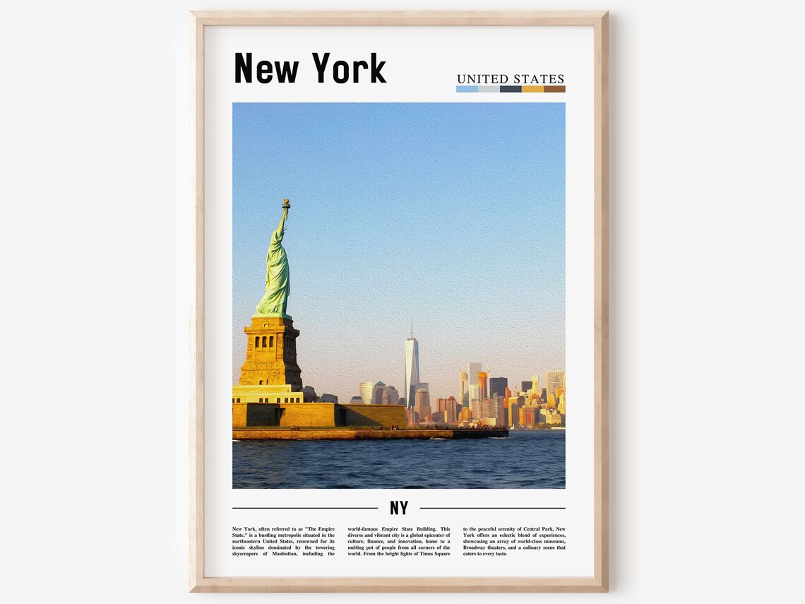 New York Statue Of Liberty Manhattan Skyline Sunset Photo Poster