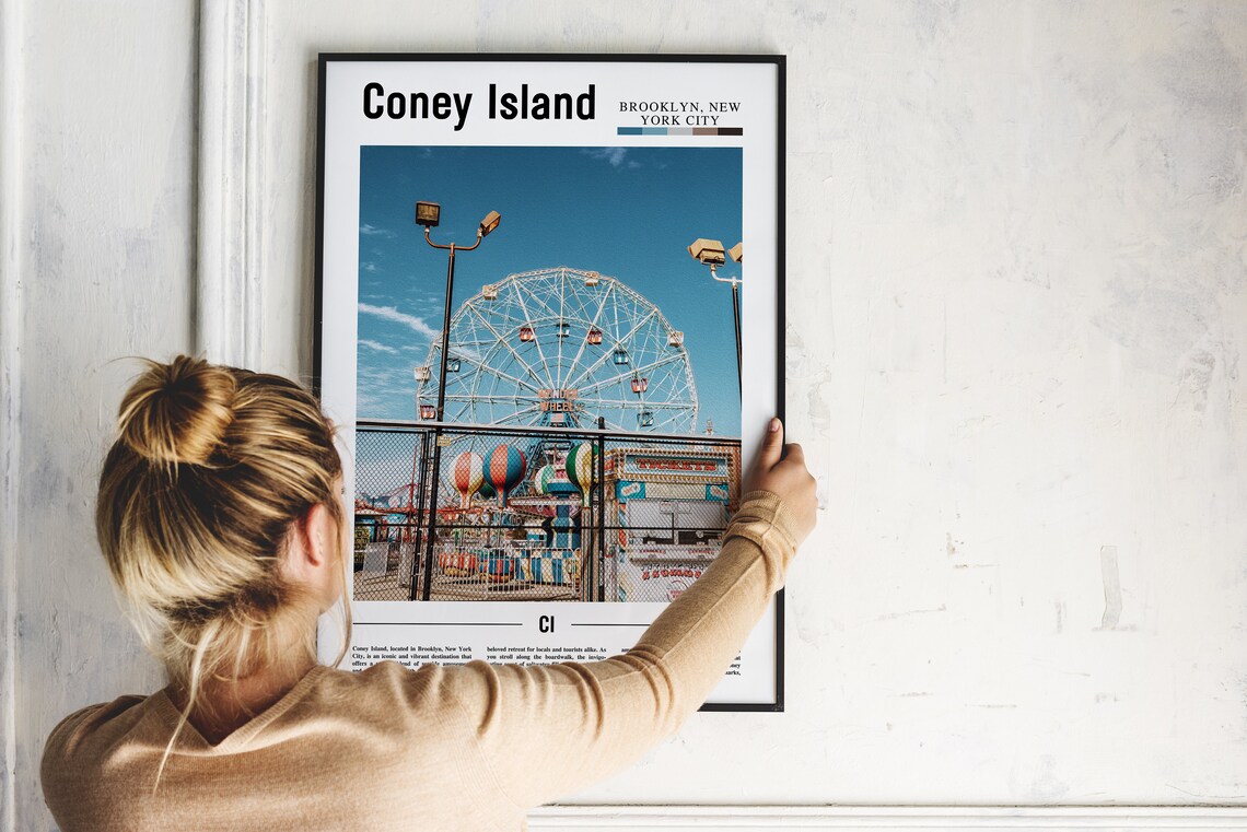 Coney Island Brooklyn Wonder Wheel Ferris Photo Travel Poster - Image 2