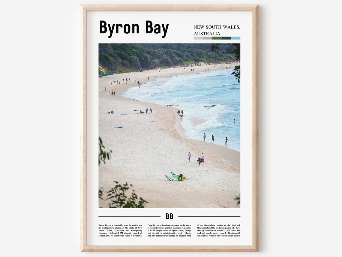 Byron Bay Print Byron Bay Poster Byron Bay Wall Art Oil Painting Poster Colorful City Print City Artwork Travel Artwork Travel Wall Art