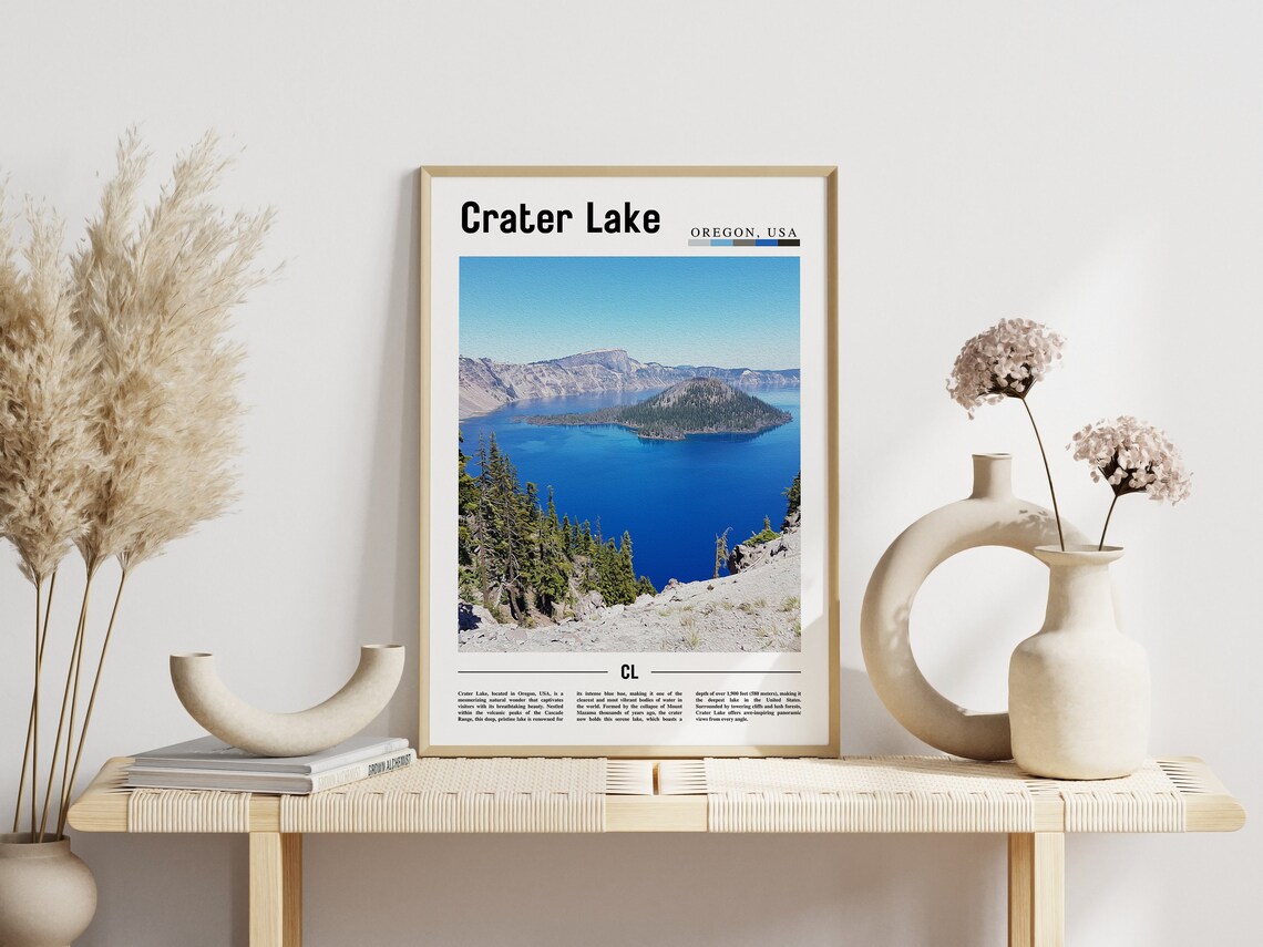 Crater Lake Oregon Deep Blue Water National Park Photo Poster - Image 3