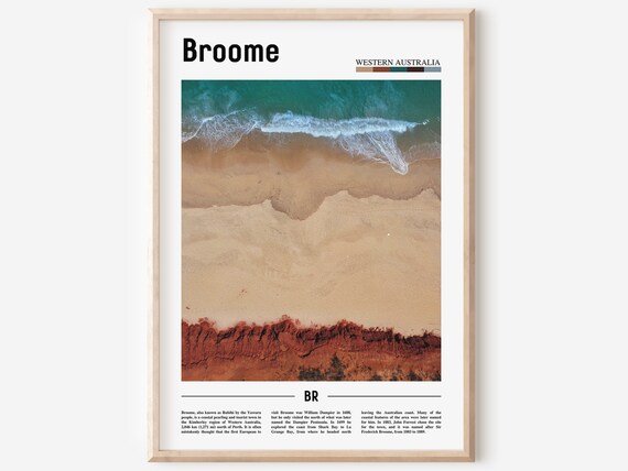 Broome Western Australia Aerial Beach Red Cliffs Travel Poster