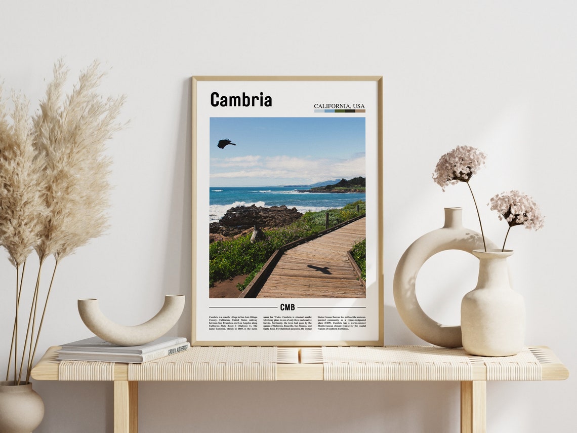 Cambria Print Cambria Poster Cambria Wall Art Minimal Travel Print Minimal City Poster Travel Destination Print Oil Painting Poster - Image 3