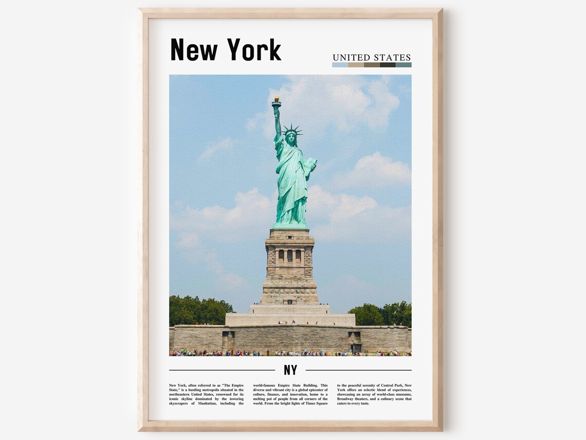 New York Statue of Liberty Daytime Modern Photo Travel Poster