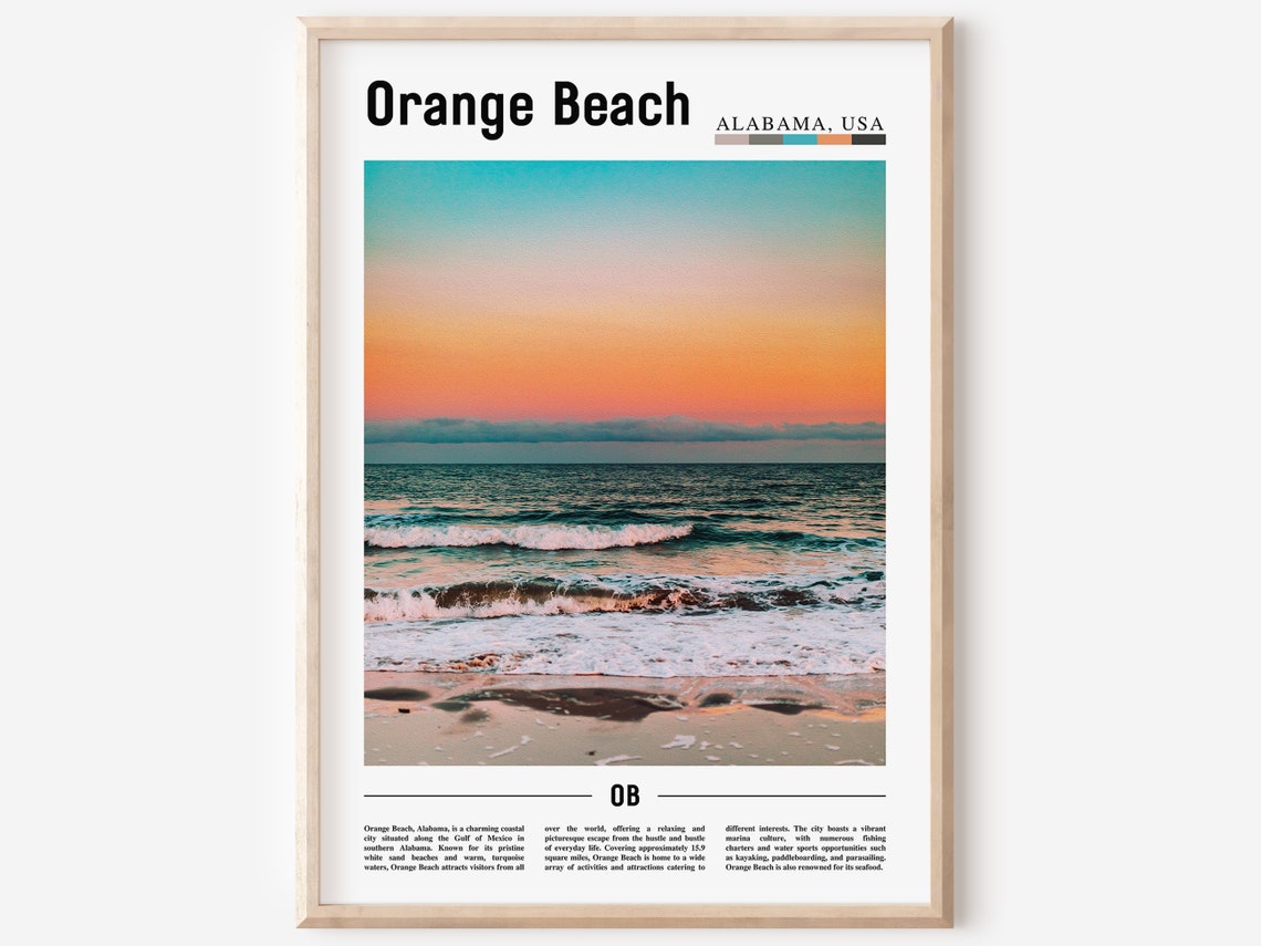Orange Beach Alabama Pastel Sunset Waves Gulf Coast Beach Poster